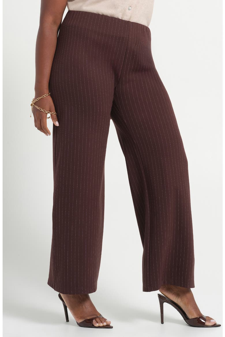 Marley Pinstripe Wide Leg Pants, Alternate, color, CHOC STRIPE