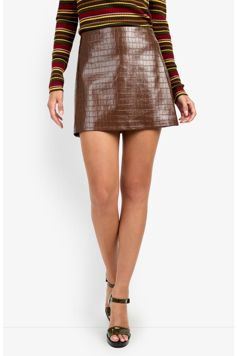 Rico Embossed Skirt, Alternate, color, Light Cioccolatco
