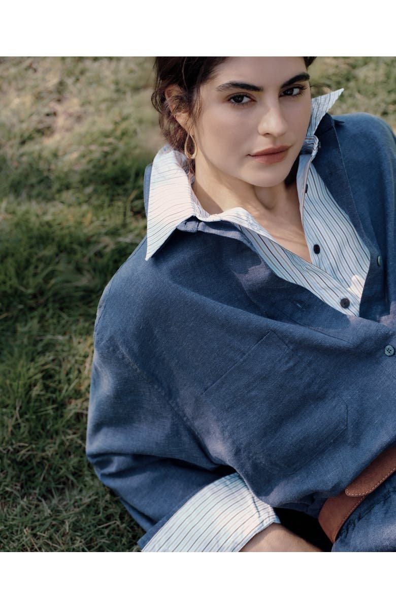 JUANA Lyricist Oversized Shirt, Alternate, color, Indigo Blue