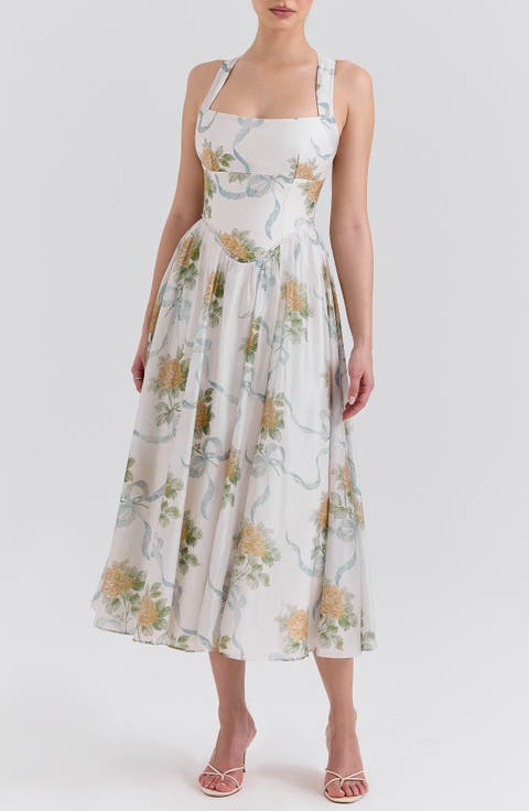 Minerva Floral Print Chiffon Midi Sundress