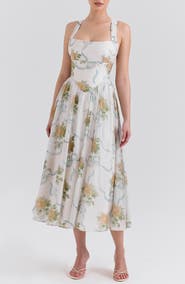 HOUSE OF CB Minerva Floral Print Chiffon Midi Sundress