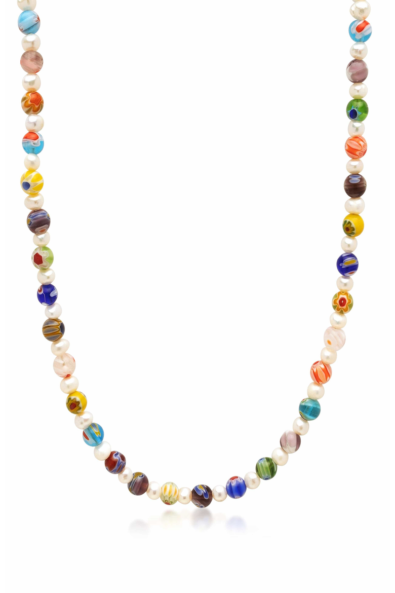 Pearl Necklace with Hand-Painted Glass Beads, Main, color, Multicolor