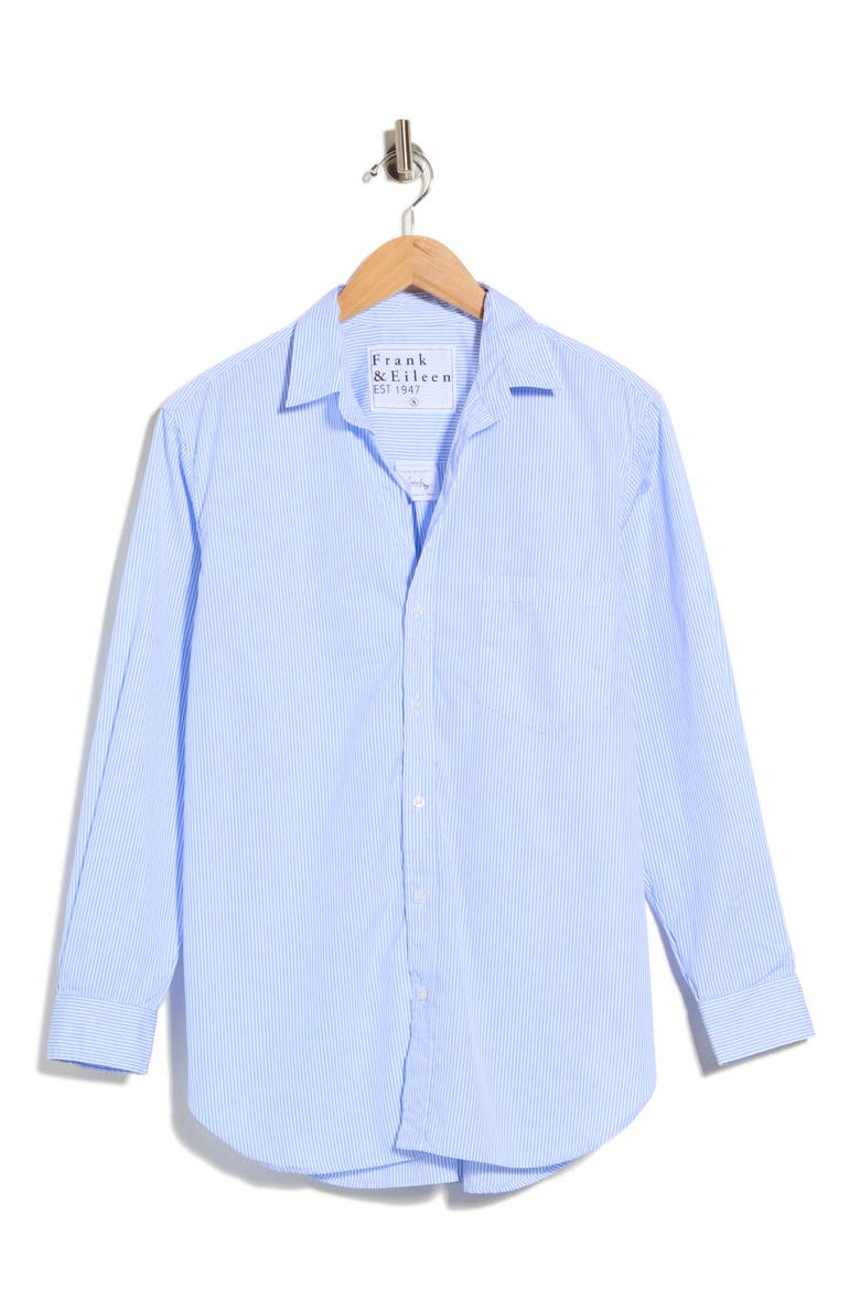 Boyfriend Button-Up Shirt, Main, color, BLUE STRIPE