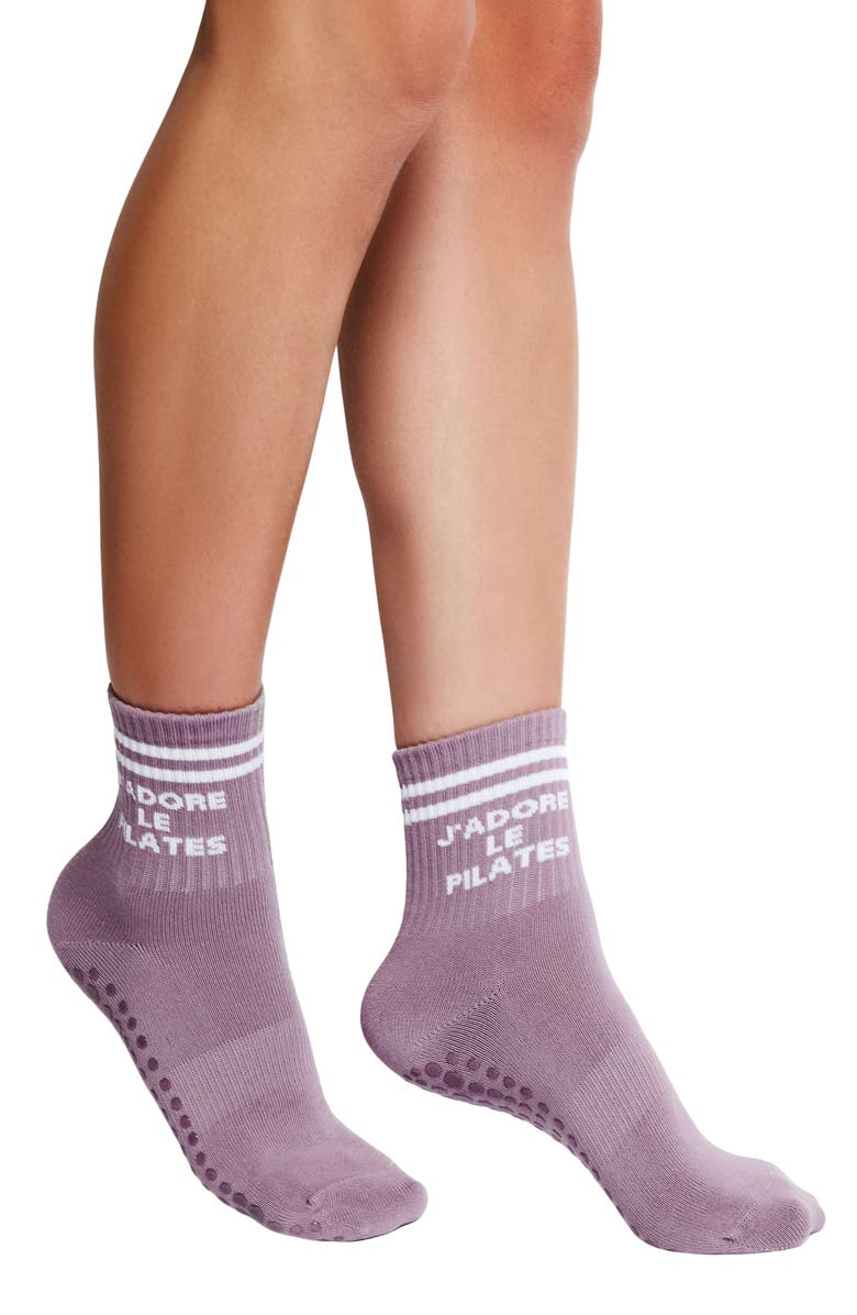 Pilates University 1883 Assorted 2-Pack Nonslip Grip Quarter Socks, Alternate, color, Baby Pink-Lavender