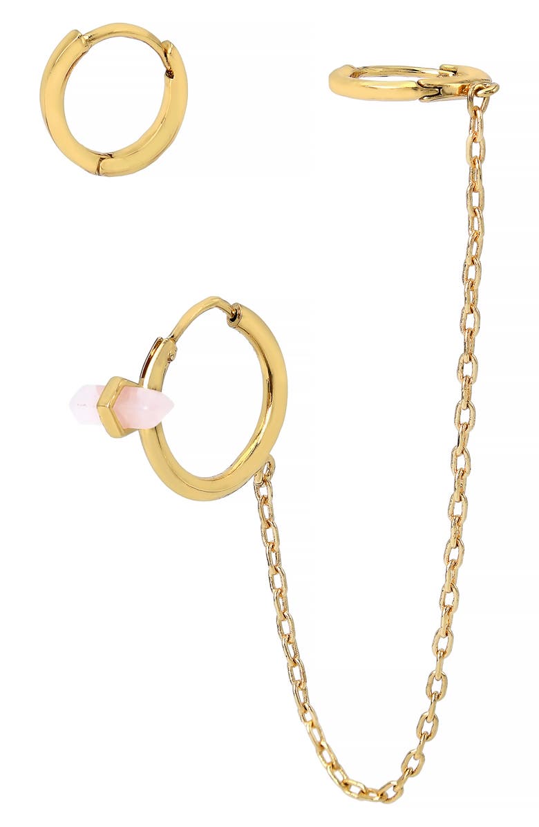AllSaints Double Chain Huggie Hoop & Huggie Hoop Earrings, Main, color, 