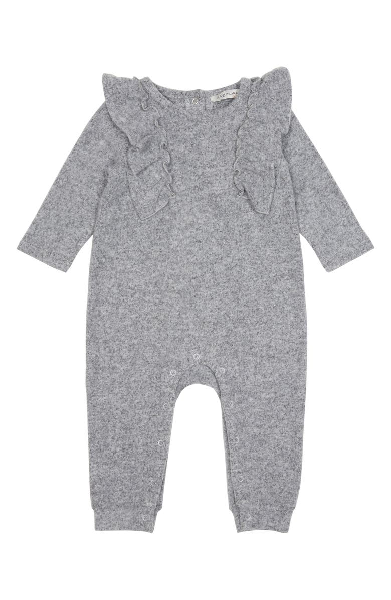 Habitual Girl Habitual Mara Ruffle Hacci Knit Romper, Main, color, 