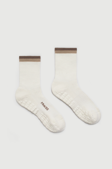 Malt Striped Crew Grip Socks