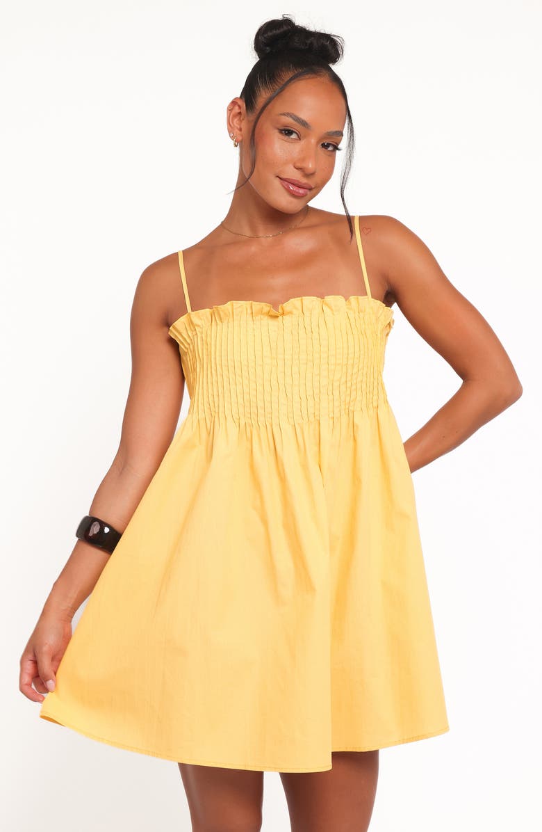 Petal & Pup Carson Pintuck Pleat Cotton Minidress, Alternate, color, Mango