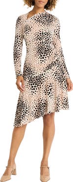 Maggy London Long Sleeve Asymmetric Midi Dress