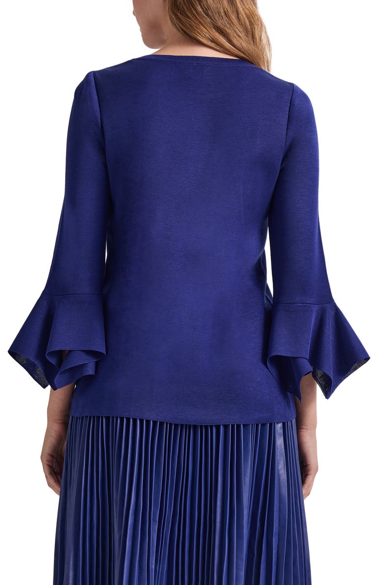 Misook Floral Embroidered Flutter Sleeve Knit Top, Alternate, color, 