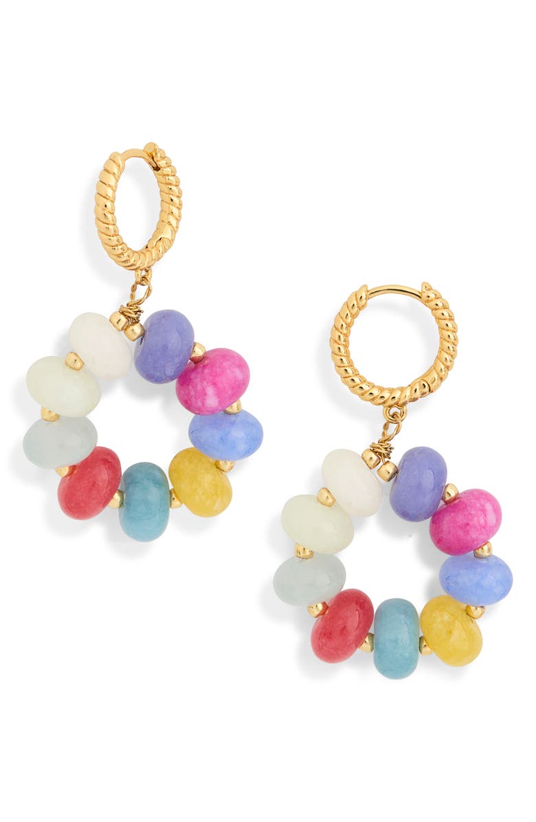 EYE CANDY LOS ANGELES Martina Multicolor Huggie Hoop Earrings, Main, color, Blue