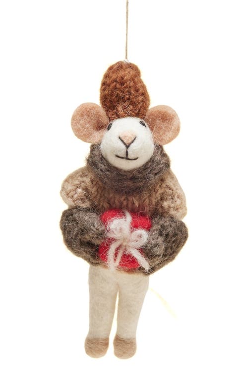 Farmhouse Pottery Mouse Felted Wool Ornament in Merry 