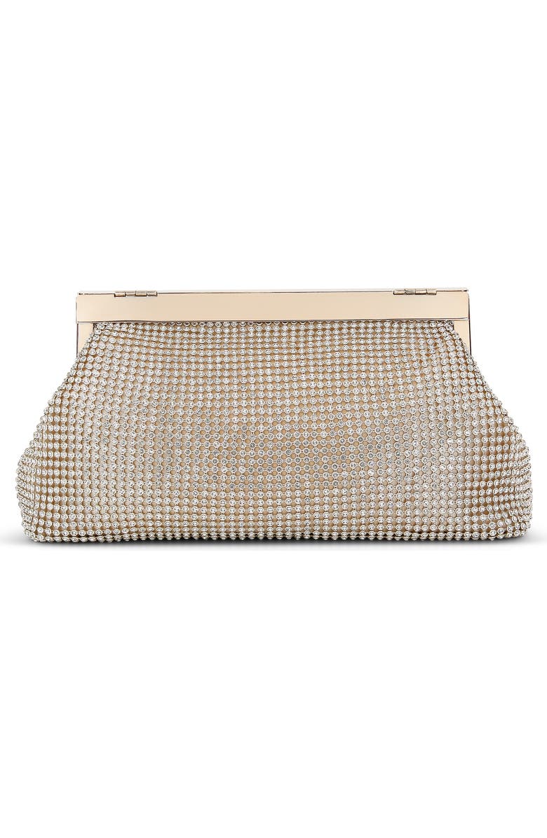 Jewel Badgley Mischka Ivy Asymmetrical Crystal Pouch Clutch, Alternate, color, Gold