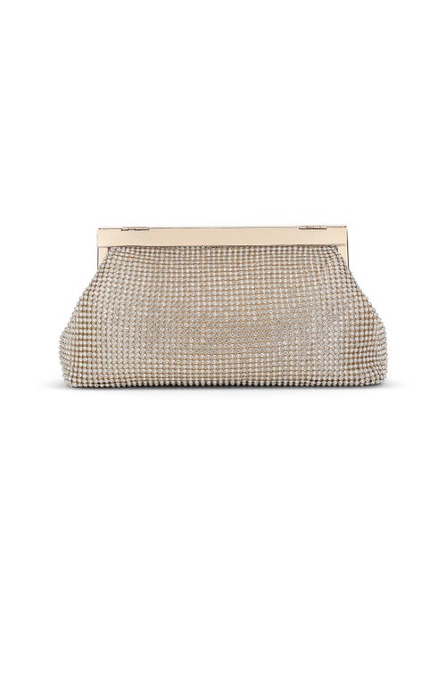 Jewel Badgley Mischka Ivy Asymmetrical Crystal Pouch Clutch In Gold