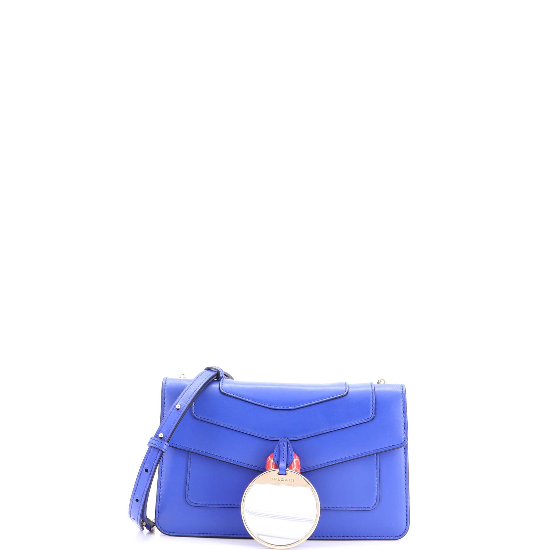Serpenti Forever Shoulder Bag Leather Small, Alternate, color, Blue