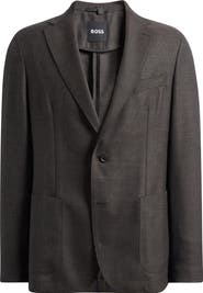 BOSS Hanry Slim Fit Brown Slub Virgin Wool Sport Coat