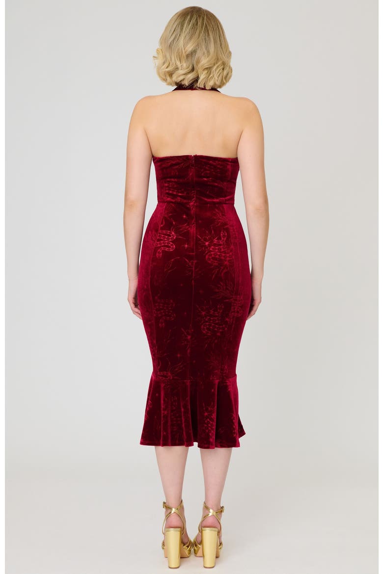 Penelope Wiggle Dress, Alternate, color, Burgundy Velvet w/ Snake Print