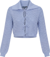 Noni Eyelet Knit Lace-Up V-Neck Sweater