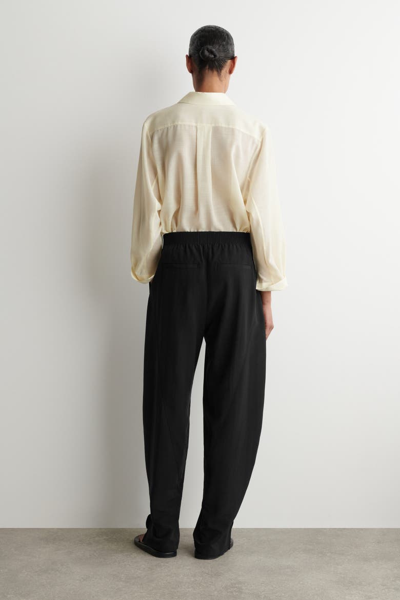 Paneled Elasticated Barrel-leg Pants, Alternate, color, BLACK