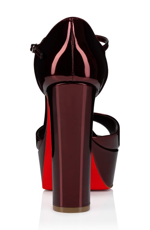 Christian Louboutin Sandaloo Metallic Peep-toe Sandal In Burgundy