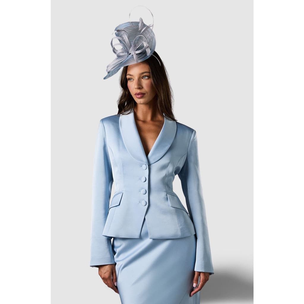 Coast Satin Lapel Waisted Jacket In Blue