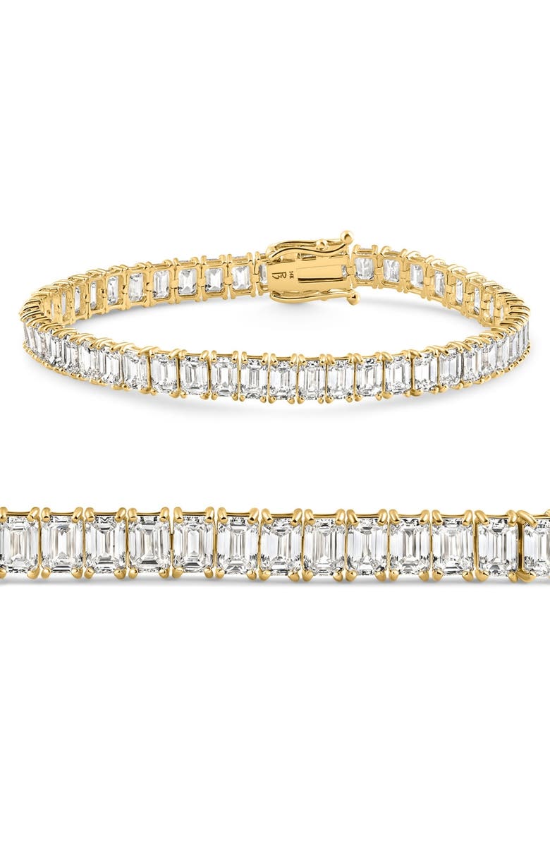 Bliss Diamond 20Ct Emerald Cut Diamond Tennis Bracelet 14k Gold 7" Lab Grown, Main, color, 14K Yellow Gold