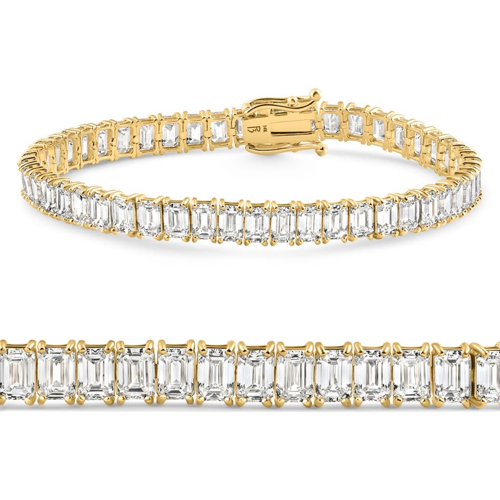 Bliss Diamond 20ct Emerald Cut Diamond Tennis Bracelet 14k Gold 7" Lab Grown