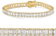 Bliss Diamond 20Ct Emerald Cut Diamond Tennis Bracelet 14k Gold 7" Lab Grown