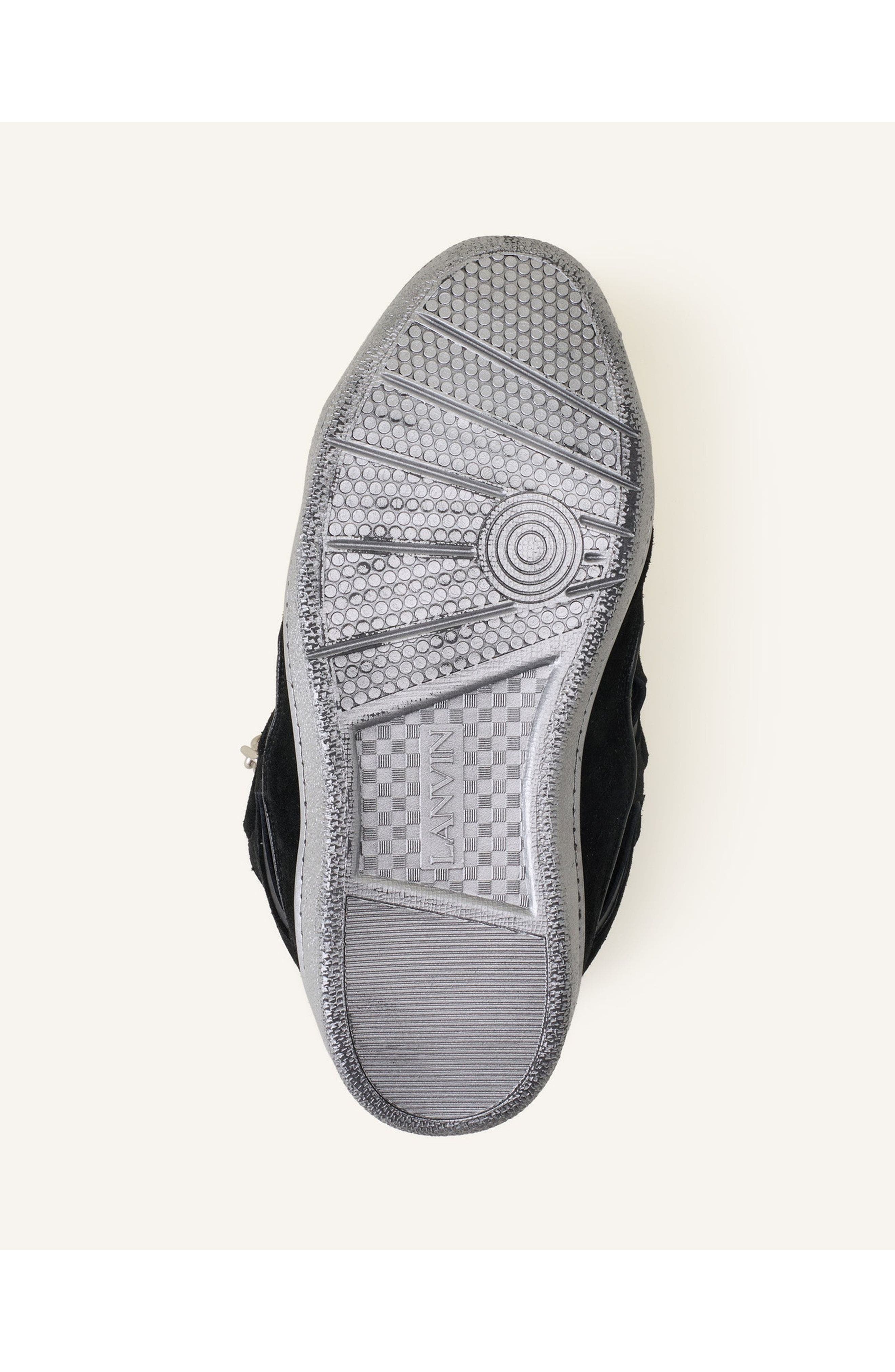 Lanvin Curb Sneakers Id Chain In Suede, Alternate, color, Black/Silver