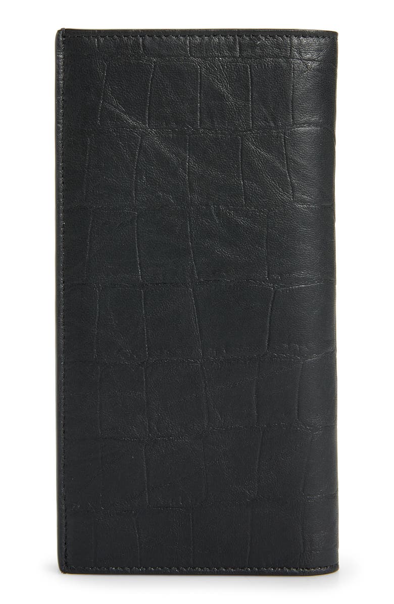 Saint Laurent Monogram Croc Embossed Leather Bifold Wallet, Alternate, color, 