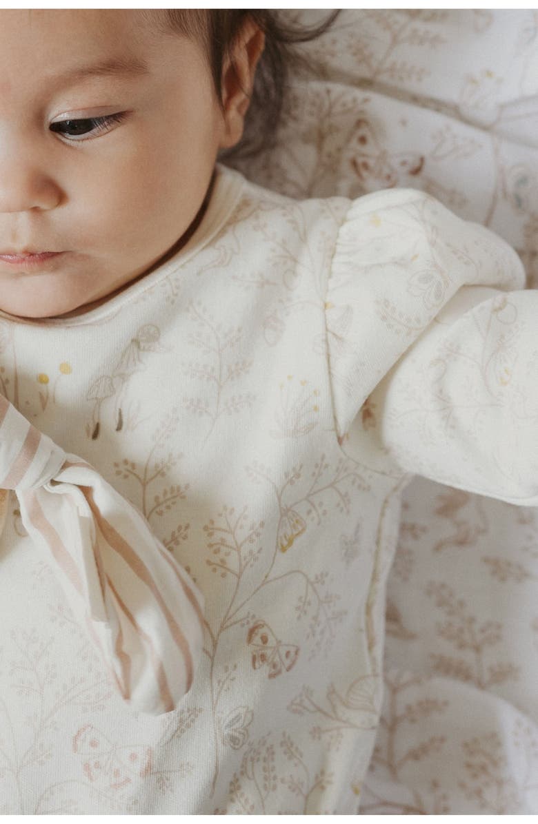 Pehr Secret Garden Puff Sleeve Organic Cotton Romper, Alternate, color, 