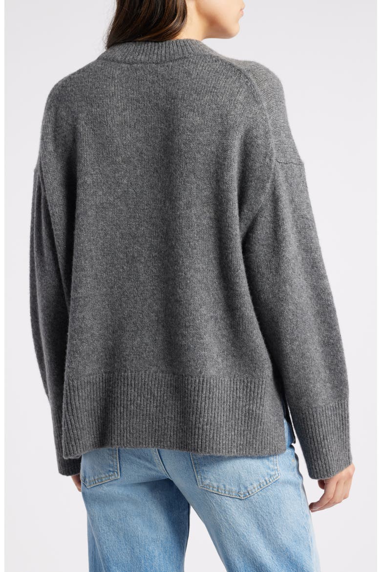 Miranda Crewneck Cashmere & Silk Sweater, Alternate, color, THUNDER