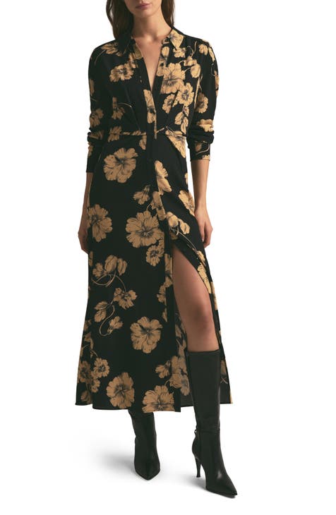 New Floret Studios Floral 2024 Ruched Long Sleeve Dress XS