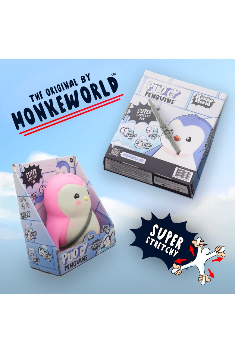 Monkeworld Pudgy Penguin Fidget Toy Pink, Plush, Stress Relief, Alternate, color, Pink