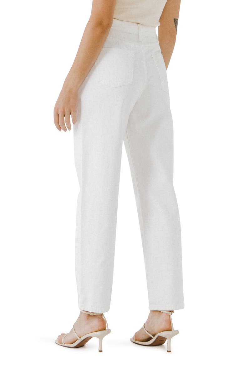 Grey Lab Asymmetric Wrap Ankle Straight Jeans, Alternate, color, White