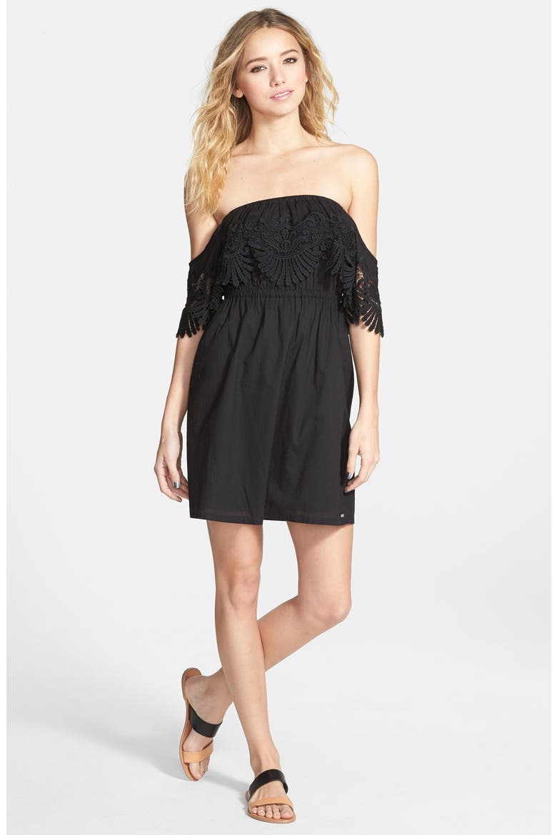 'Modern Love' Off the Shoulder Dress, Main, color, BLACK
