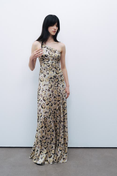 NOCTURNE NOCTURNE ONE SHOULDER PRINTED MAXI DRESS