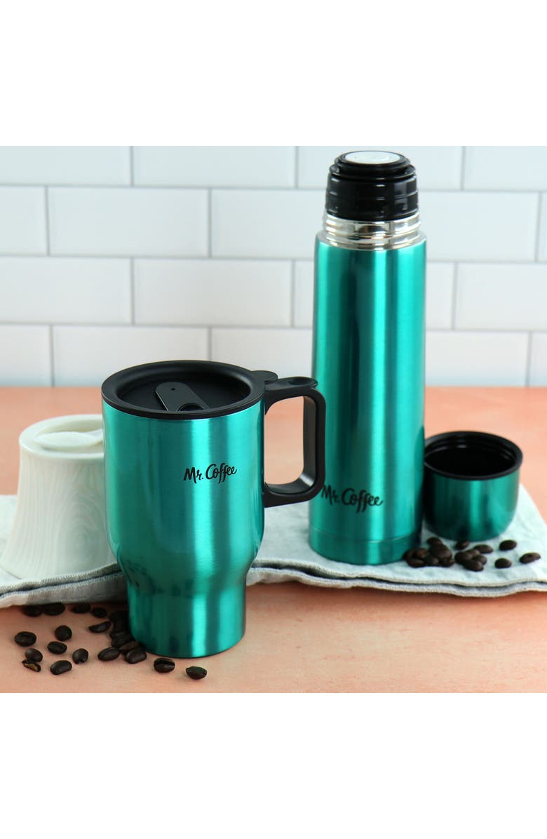 Mr. Coffee Javelin 2 Piece Thermal Bottle and Travel Mug Set, Alternate, color, Green