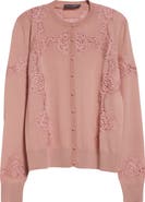 Dolce&Gabbana Lace Detail Virgin Wool & Cotton Blend Cardigan