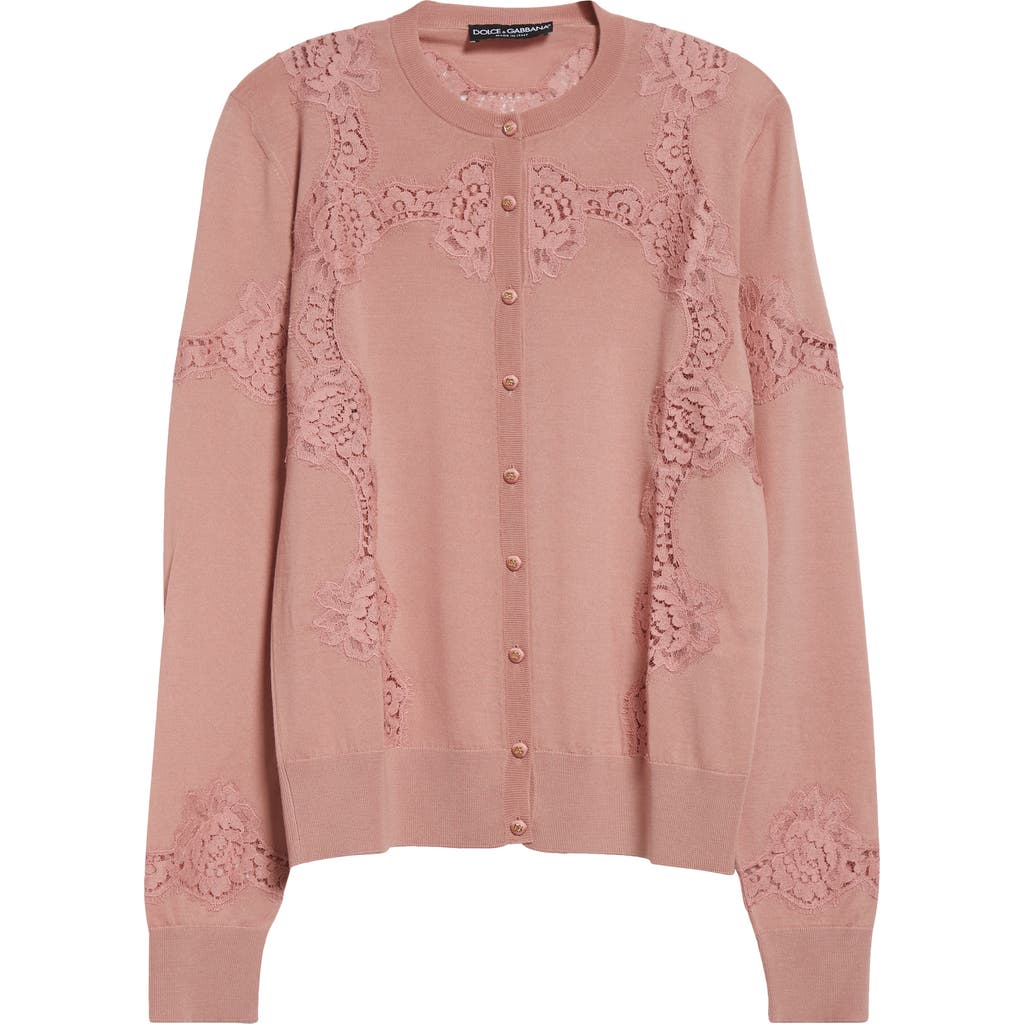 Dolce & Gabbana Cashmere And Silk Cardigan In Rosa Polvere Scuro