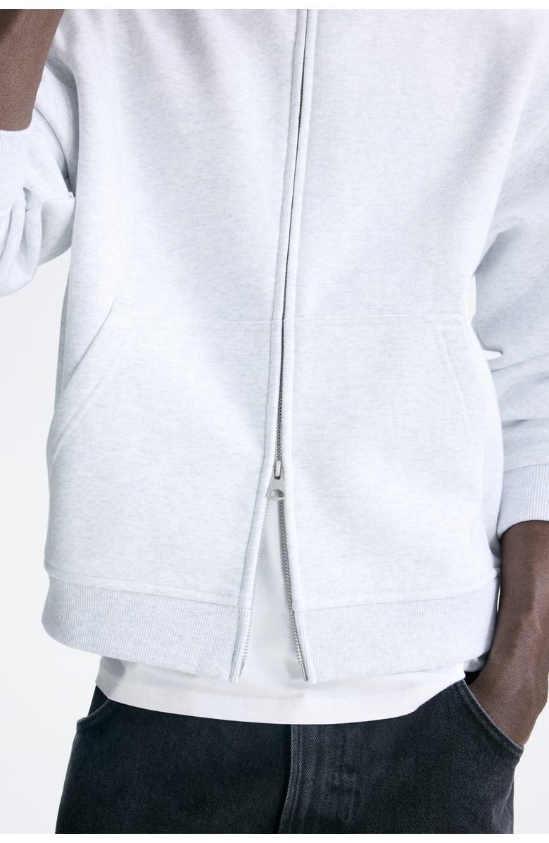 H&M Loose Fit Boxy Zip-through Sweatshirt, Alternate, color, Light Gray Melange