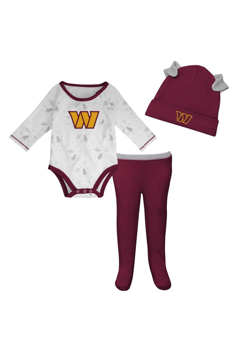 Newborn & Infant White/Burgundy Washington Commanders Dream Team Bodysuit Pants & Hat Set, Main, color, White