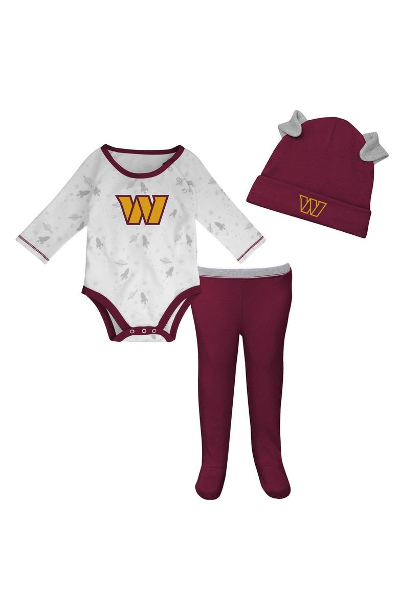 Outerstuff Newborn & Infant White/Burgundy Washington Commanders Dream Team Bodysuit Pants & Hat Set, Main, color, White