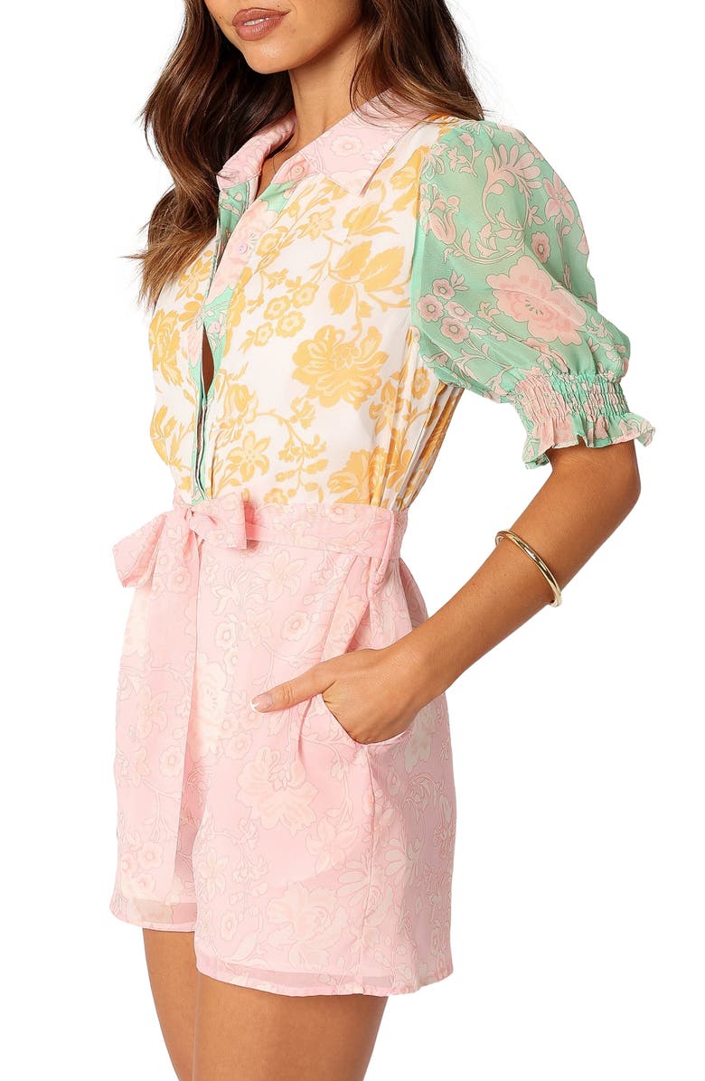 Petal & Pup Polly Floral Print Romper, Alternate, color, Pink Multi