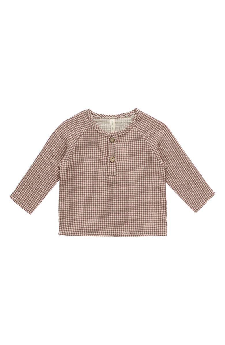 QUINCY MAE Kids' Zion Organic Cotton Henley T-Shirt, Main, color, Plum Gingham