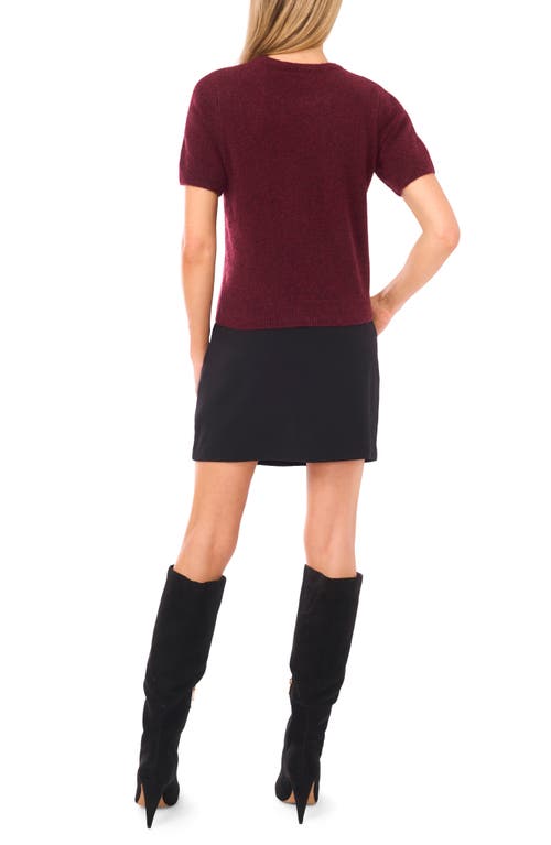 Halogenr Halogen(r) Short Sleeve Crewneck Sweater In Burgundy