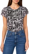 Vince Camuto Geo Print Flutter Sleeve Mesh Top