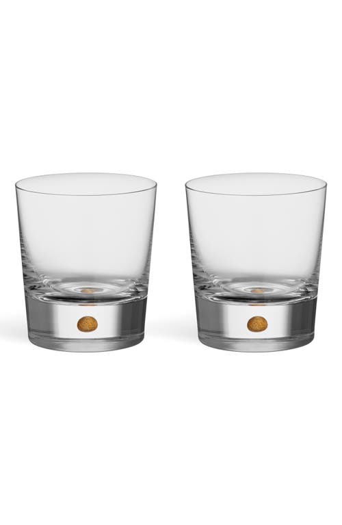 ORREFORS ORREFORS INTERMEZZO GOLD SET OF 2 DOUBLE OLD FASHIONED GLASSES