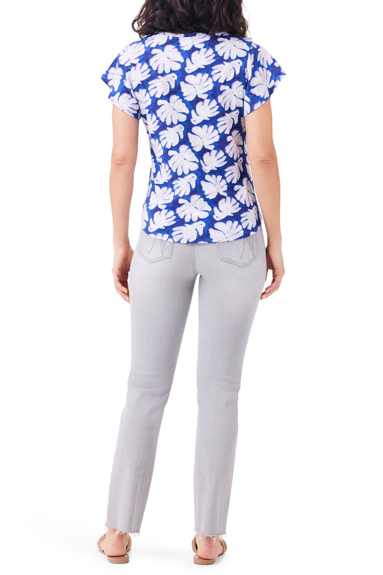 Shadow Palm Flutter Sleeve T-Shirt, Alternate, color, BLUE MULTIs
