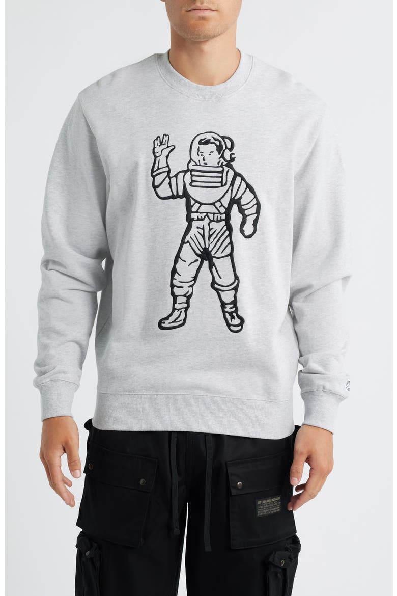 BB Astronaut Embroidered Cotton Crewneck Sweatshirt, Main, color, HEATHER GREY